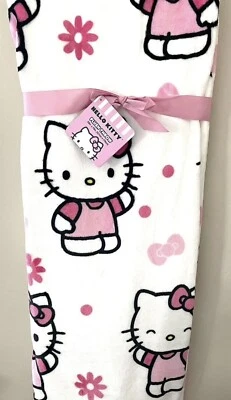 "Manta de felpa HELLO KITTY rosa blanca margarita 50"" X 70""" Foto 1 de 3