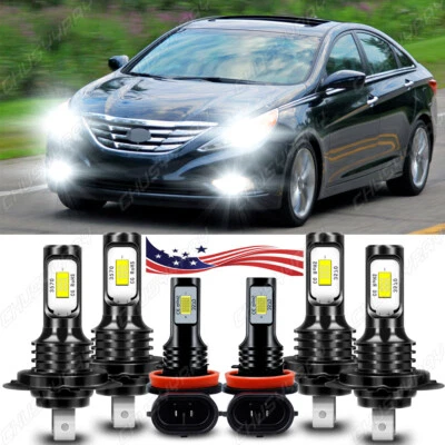 For Hyundai Sonata 2011-2014 -6x Combo LED Headlight Hi / Lo+Fog Light Bulbs Kit - Image 1 of 4
