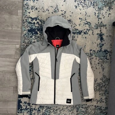 Jaqueta de Snowboard O’Neill Coral Puffer Feminina Grande Branca/Cinza Peso Pesado - Imagem 1 de 4
