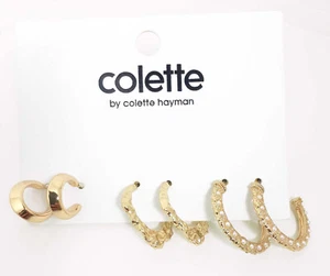 3 Pairs of Hoop Earrings for Women Fashion Jewelry Gold Pearl GIFT15 ID EAR02 - Bild 1 von 3