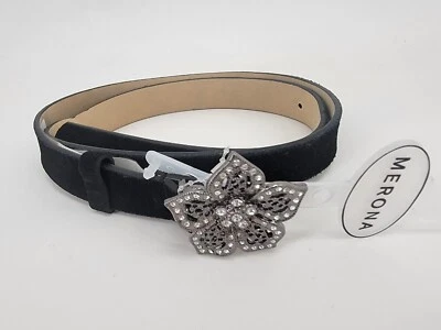 Womens Merona Waist Belt Black Flower Buckle Rhinestone Size 2XL - Image 1 of 4