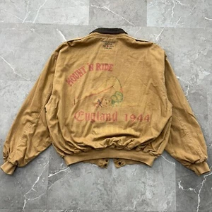 VINTAGE AVIREX BOMBER JACKET MENS LARGE Y2K PINUP GIRL FLIGHT TYPE A2 MOUNT RIDE - Picture 1 of 12