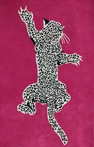 Climbing Leopard Pink Hand-Tufted 100% Wool Soft Area Rug Carpet - Picture 1 of 2