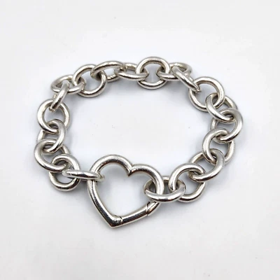 Tiffany & Co. Sterling Silver 925 Heart Clasp Bracelet 7.5" - Image 1 of 4