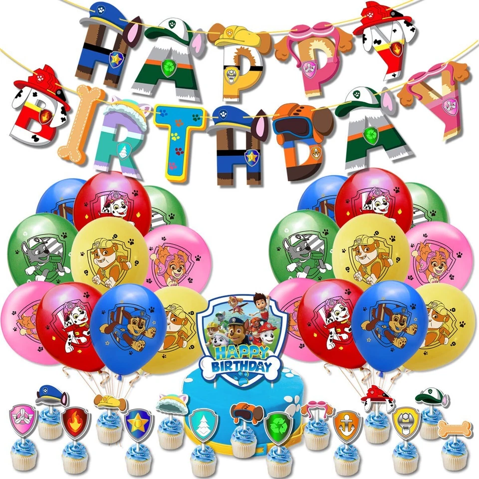 Paw Patrol Party Supplies Balloons Cake Toppers Banner Birthday Decorations - image 1 of 1
