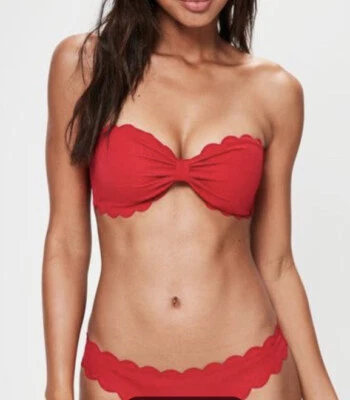 Top de bikini Missguided rojo festoneado bandeu nuevo con etiquetas talla 4 Foto 1 de 4