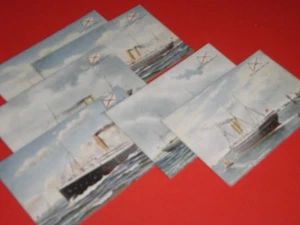 ORIGINAL  SET OF SIX  TUCK CELEBRATED LINERS SHIPPING POSTCARDS - No. 9151. - Picture 1 of 5