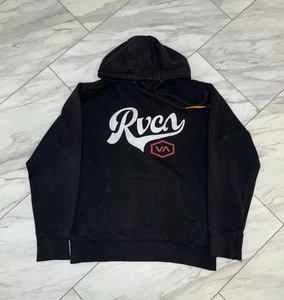 RVCA Hoodie Pullover Black White Red Graphic Logo Sweatshirt Men's Size Medium - Picture 1 of 4