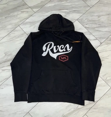 RVCA Hoodie Pullover Black White Red Graphic Logo Sweatshirt Men's Size Medium - Image 1 of 4