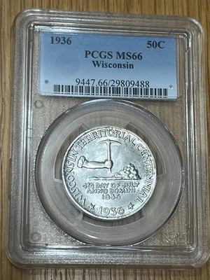 1936 - Wisconsin Half Dollar- 50C - PCGS MS66 - Image 1 of 2