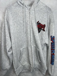 Marvel Spider-Man Zip-Up Hoodie Jacket Fleece Grey Men’s Size Large BX1 - Foto 1 di 10