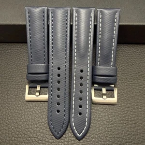 Correa de reloj de tela de vela azul blanco premium hebilla plateada 19 mm 20 mm 21 mm 22 mm - Imagen 1 de 10