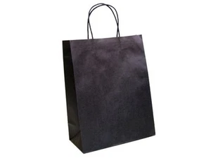 250 x KRAFT PAPER GIFT CARRY SHOPPING BAGS - BULK - BLACK – MEDIUM LARGE - Picture 1 of 3