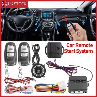 Car Keyless Entry Engine Start Alarm System Push Button Remote Starter Stop Kit - Image 1 of 4
