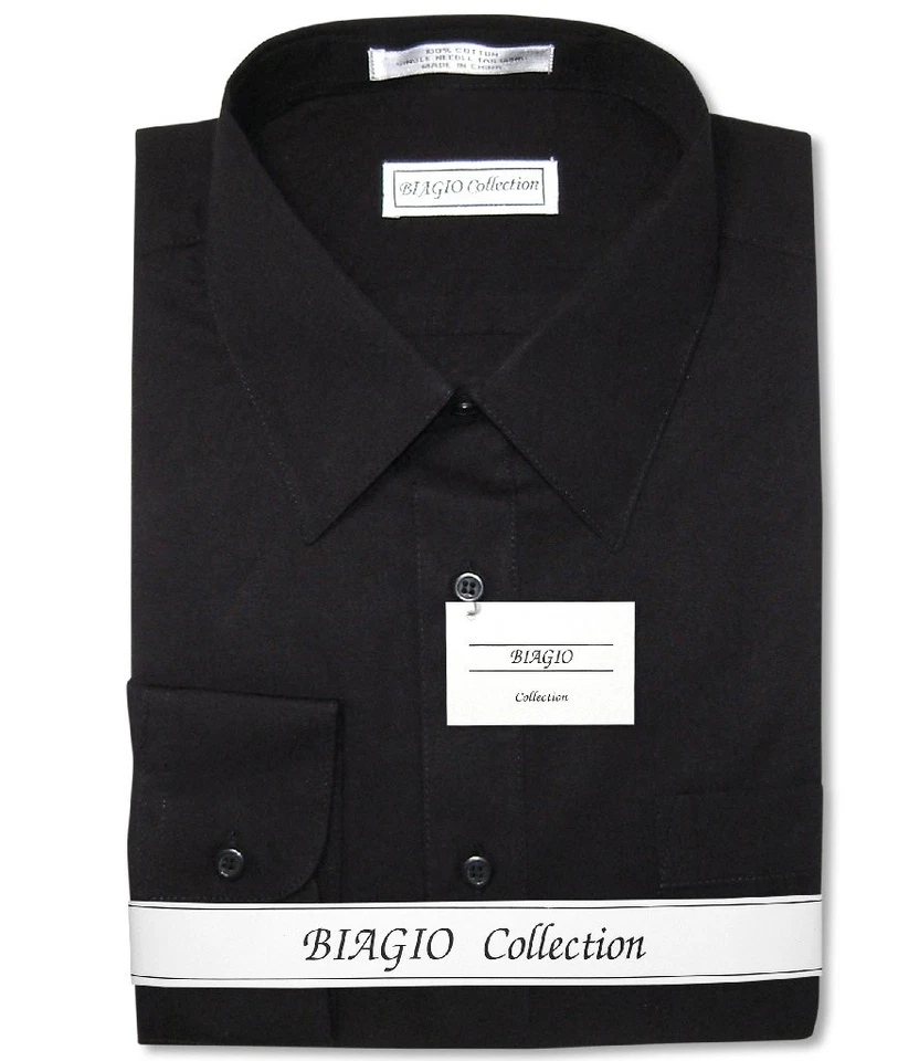 Camisa de vestir Biagio para hombre 100 % ALGODÓN color NEGRO liso talla 15,5 34/35 Foto 1 de 4