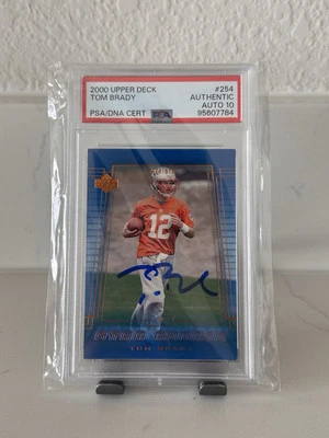 Подлинная радиоуправляемая карточка с автографом Тома Брэди 2000 Upper Deck PSA 10 PSA/DNA - Изображение 1 из 2