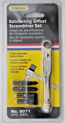 General Ratcheting Offset Screwdriver 5 Piece Set 8071 #90x - Image 1 of 2