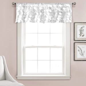 Lush Décor, White Gigi Valance Textured Window Kitchen Curtain (Single), 70" ... - Picture 1 of 6