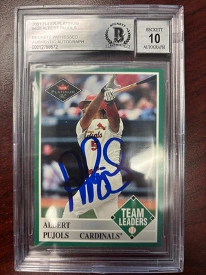Albert Pujols Fleer Platinum #435 2001 radiocontrol Cardenales de San Luis autógrafo BAS 10 Foto 1 de 2