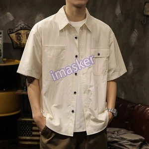 Genial Transpirable Seda Ropa de Trabajo Manga Corta Camisa Chaqueta Hombres Nuevo Hawaiano Mar - Imagen 1 de 25