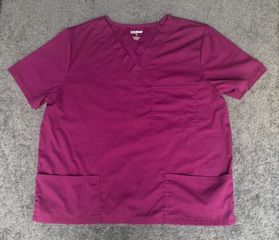 Camisetas Médicas Scrubstar Para Mujer Talla Mediana Borgoña Cuello en V Mangas Cortas Bolsillos Foto 1 de 4