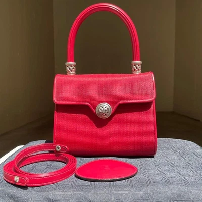 Auténtico bolso de hombro de cuero COMTESSE Togo rojo para mujer usado Foto 1 de 4
