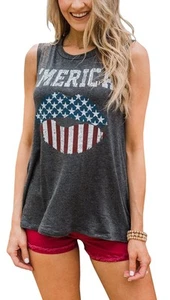 Womens 4th of July Tank Tops Summer 2024 American Flag Sleeveless Shirts - Picture 1 of 5