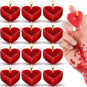 12 Pcs Low Temperature Candles Wax Play Romantic Heat Gift Rose Red - Picture 1 of 7