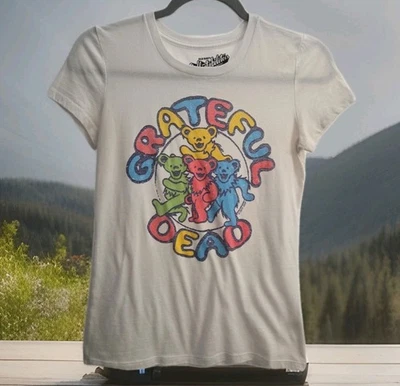 Grateful Dead Babydoll Style Womens XS Tshirt White Dancing Bears Multicolor EC - Image 1 of 4