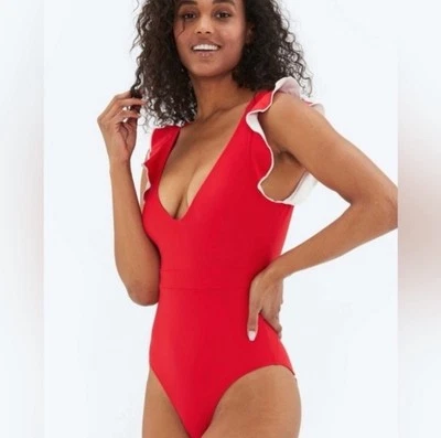 Traje de baño Summersalt The Backflip con volantes de una pieza en rojo talla 18 nuevo sin etiquetas Foto 1 de 4