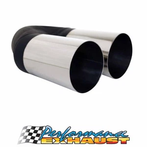 Straight Cut STAINLESS Exhaust Tip - 2.5" Inlet - Twin 3" Outlet - Picture 1 of 3