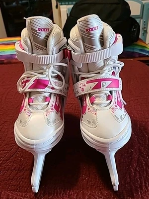 Patines de Hielo Roces Girls Jokey Superior Italianos Ajustables Blanco/Rosa Talla 2,5-4,6 Foto 1 de 4