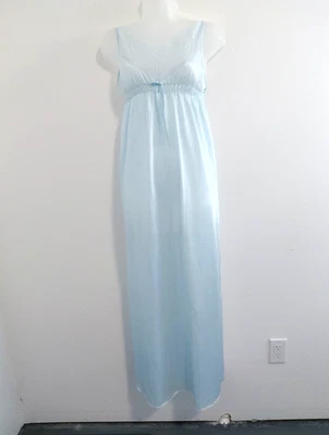 Camisola de náilon azul gelo vintage grande lingerie de renda transparente EUA vintage anos 60 romântica - Imagem 1 de 4