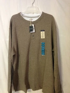 Men's Method- Long Sleeve Brown Henley- Size XXL - Picture 1 of 3