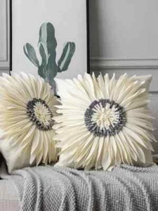 Cushion 45x45cm Ivory Suede Petal Design, Grey & Ivory Centre, Quality Insert - Picture 1 of 6