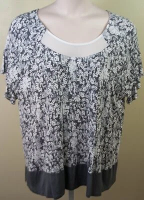 Simply Vera Wang Plus Size Grey Floral Sleep Lounge Top Size 1X - Image 1 of 2