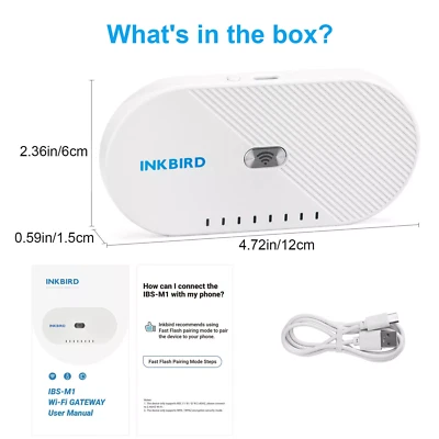 INKBIRD Remote 2,4G WIFI Gateway IBS-M1 Updated Smart Sensor APP EU-Stecker Weiß - Bild 1 von 4