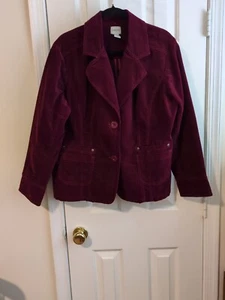 Chico's Plum Pinwale Corduroy Blazer Size 3 (U.S.A Size XL/16) - Picture 1 of 6