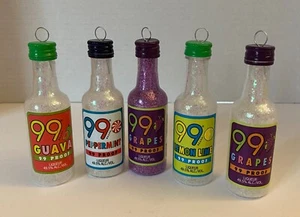 99 Proof Handmade Shot Bottle Alcohol Theme Ornaments Set of 5 - Picture 1 of 7