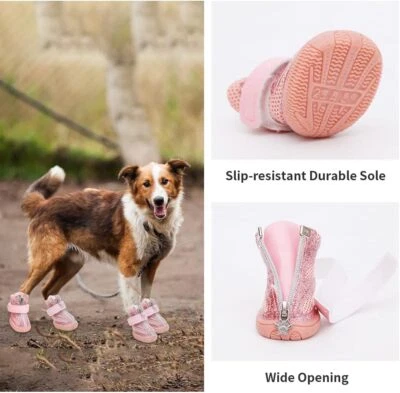 4 piezas Zapatos Antideslizantes para Mascotas Perros Botas Calcetines para Pequeño Cachorro Perro Impermeable Exterior Foto 1 de 4