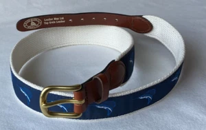 Leather Man LTD Belt Sail Fish Size 32 Blue Hand Made in Essex CT US - Picture 1 of 3