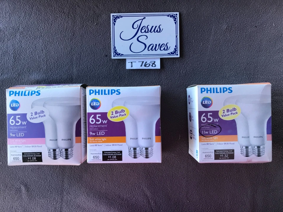 6- Philips LED Dimmable Indoor BR30 Flood Soft White Light Bulbs 47409      T768 - Image 1 of 1