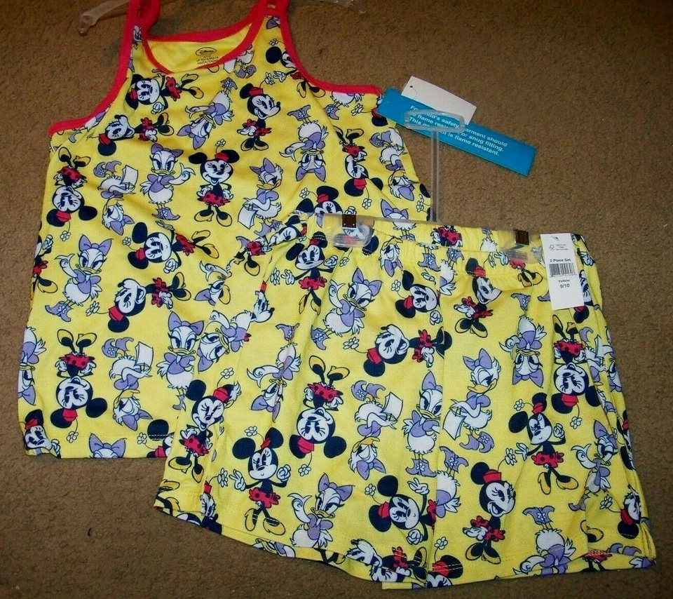 NWT Disney 2 Pc Shorty Pajamas Girls 2 2T ~ Minnie Mouse & Daisy Duck ~ Yellow ~ - Image 1 of 1