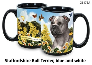Garden Party Mug - Blue and White Staffordshire Bull Terrier - Picture 1 of 1