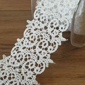 Premium Satin Lace Trim Guipure Elegant Links 54mm Vintage - Per 1M - Picture 1 of 2