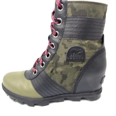 Sorel Lexie 坡跟迷彩冬季雪地系带靴青年女孩 4 码(女式 5.5 码) — 第 1/4 张图片