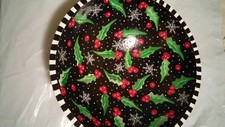 Holly And Berries Large Wooden Bowl, for The Holidays Jeanne Schutte 2003