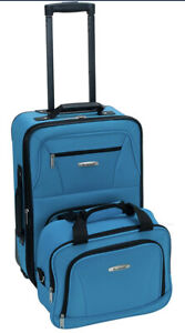 Rockland Fashion Softside Upright Luggage Set, Blue , 2-Piece