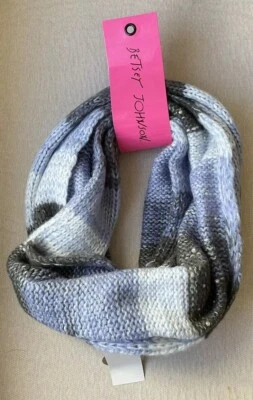 Betsey Johnson Infinity Bufanda Círculo Largo Azul/Negro Tejida Con Brillo NUEVO Foto 1 de 4