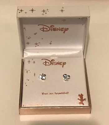 Brincos finos de latão folheados a prata MINNIE MOUSE da Disney - Azul dezembro - Imagem 1 de 4